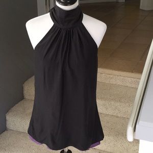 7 For All Mankind Black & Purple Halter Top